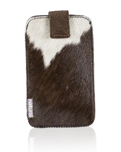 Natural Cowhide iPhone Case, Brown/White, 2.5 x 5