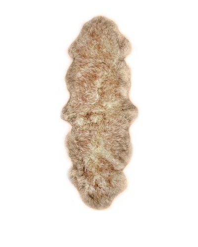 Natural Brand New Zealand Double Sheepskin Rug, Gradient Brown, 2' x 6'