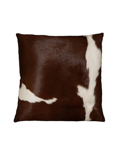 Natural Brand Torino Cowhide Pillow, Chocolate/White, 18 x 18