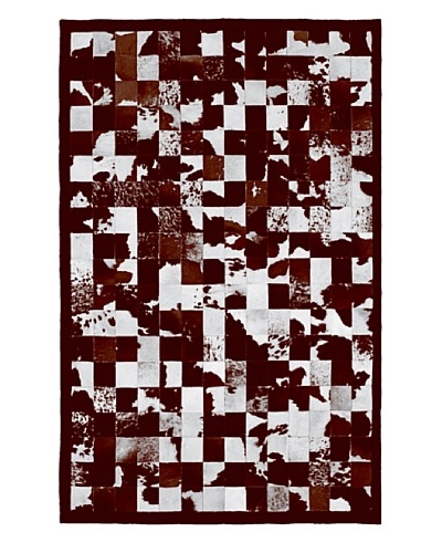 Natural Brand Barcelona Cowhide Patchwork Rug, Brown& White, 5' x 8'