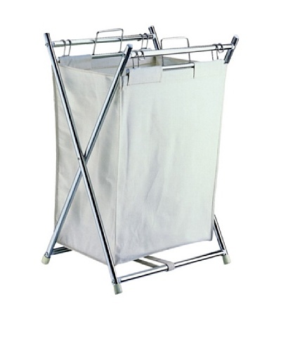 Neu Home Chrome Folding Hamper With Canvas Pull-Out Bag