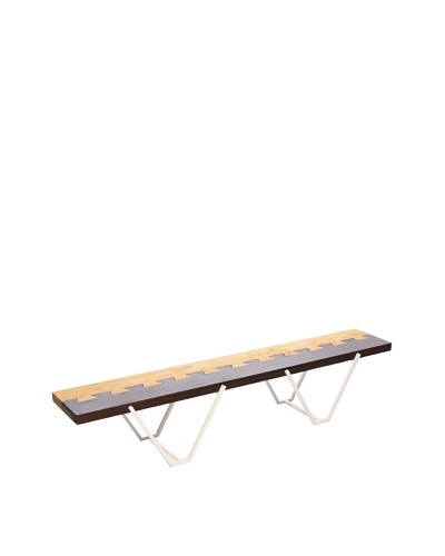 nine6 Design Dovetail Bench, White/Blonde/Brown
