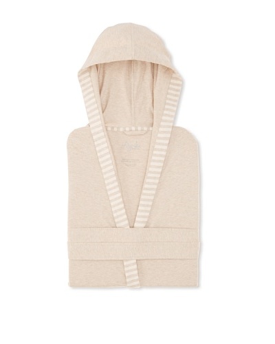 Nine Space Jersey Knit Robe with Striped Trim [Oatmeal]