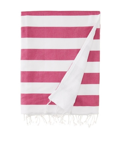 Nine Space Ayrika Beach Collection Wide Stripe Terry Fouta Towel [Pink]