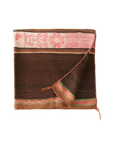 Nomadic Thread Society Peruvian Vintage Throw, Brown/Pinks/White, 40 x 40As You See