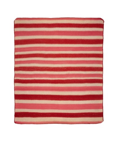 Nomadic Thread Society Handwoven Peruvian Rug, Pink, Red/White, 69.5 x 60