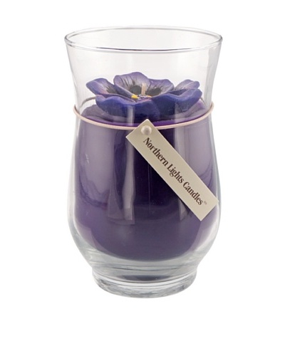Northern Lights 18-Oz. Purple Pansy Floral Vase Candle