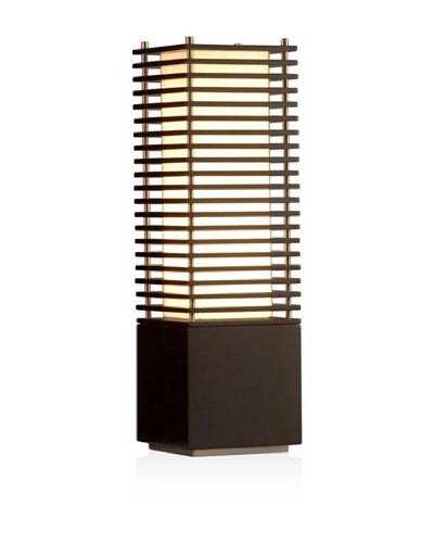 Nova Lighting Kimura Accent Table Lamp, Dark Brown & Brushed Nickel with Tan Linen Shade