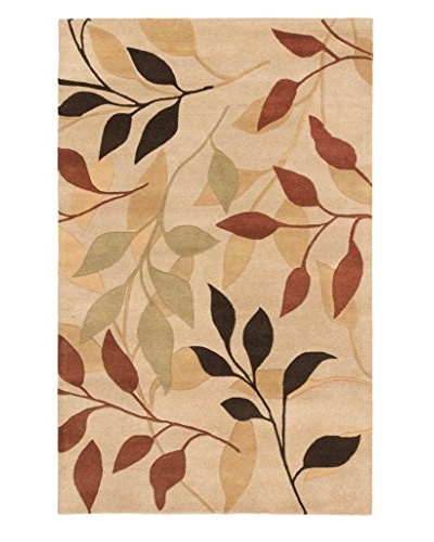 Oak Rugs Hand-Made Flora Wool Rug, Khaki, 5' x 8'