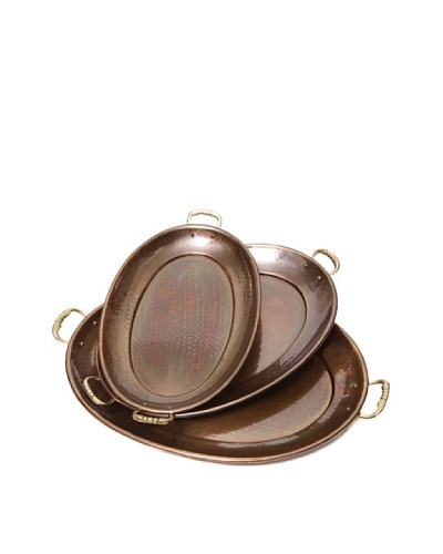 Old Dutch International Set of 3 Décor Antique Copper Oval Trays
