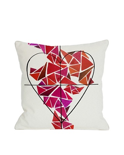 Oliver Gal by One Bella Casa Piece of My Heart Pillow, Ivory/Pink/Multi