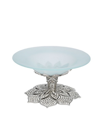 Olivia Riegel Small Windsor Frosted Glass Bowl with Swarovski® Crystals, Silver/Blue