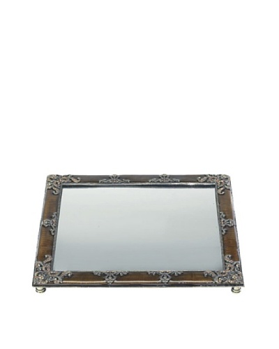 Olivia Riegel Topaz Enamel Beveled Mirror Tray with Swarovski Crystals