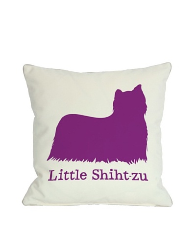 One Bella Casa Little Shiht-Zu Pillow, White/Fuchsia