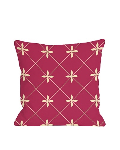 One Bella Casa Crisscross Flowers 18x18 Outdoor Throw Pillow [Pink]