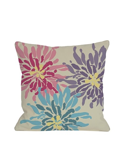 One Bella Casa Lowell Floral 18x18 Outdoor Throw Pillow [Pink/Blue]