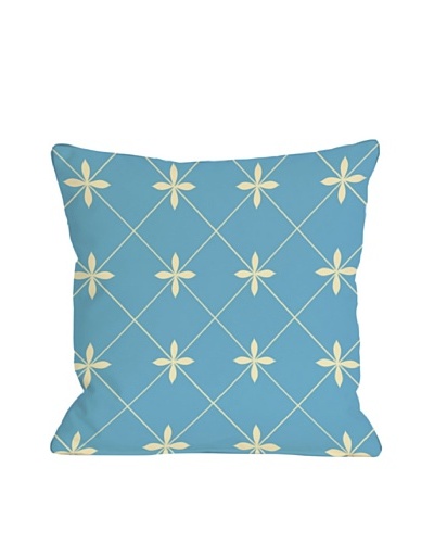 One Bella Casa Crisscross Flowers 18x18 Indoor/Outdoor Throw Pillow, Light Blue