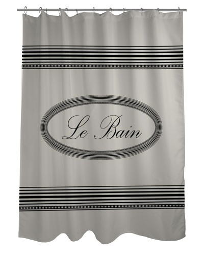 One Bella Casa Le Bain Shower Curtain, Ivory/Grey