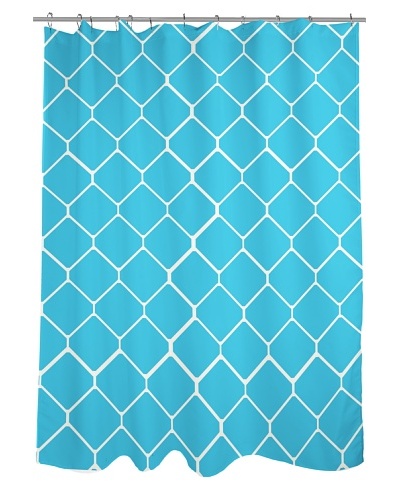 One Bella Casa Fence Shower Curtain, Light Blue/Ivory