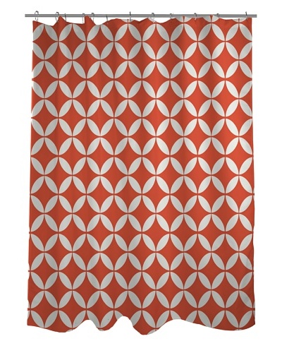One Bella Casa Dahlia Geometric Morrocan Shower Curtain, Tiger Lily Orange