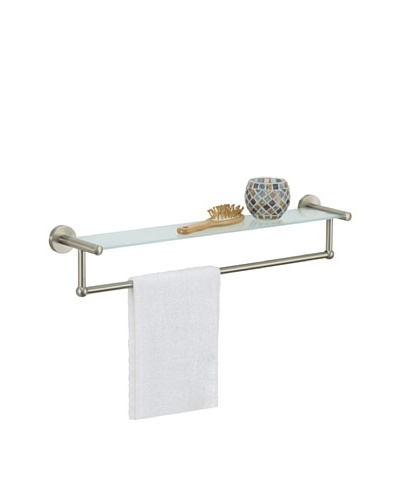 Organize It All Glass Shelf with Towel Bar, Satin Nickel