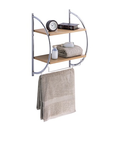 Organize It All 2-Tier Wood Mounting Shelf with Towel Bars