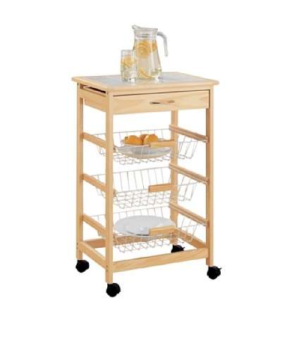 Organize It All Bamboo Kitchen Cart with 3-Baskets