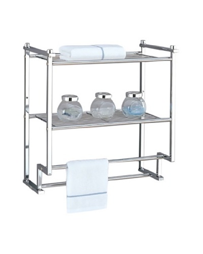 Organize It All Metro 2-Tier Mounting Wall Rack with Towel Bars, Chrome
