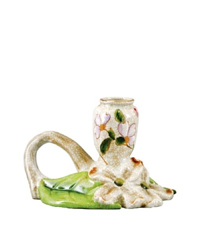 Oriental Danny Graslin Floral Porcelain Candle Holder, Left