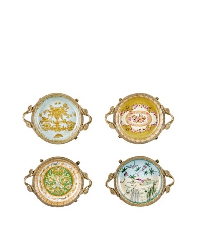 Oriental Danny Set of 4 Bronze Porcelain Dishes