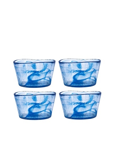 Orrefors Set of 4 Small Mine Bowls, Blue
