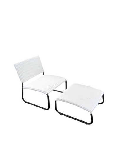 Outdoor Pacific by Kannoa Armless Club Chair with Ottoman, White