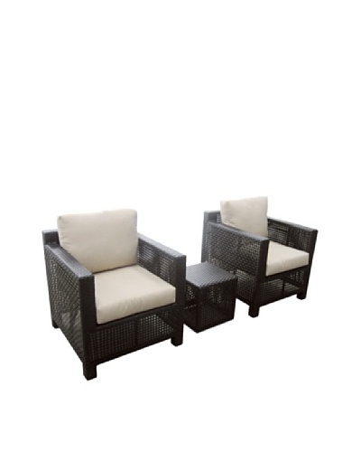 Outdoor Pacific by Kannoa 3-Piece Open-Weave Lounge Set, Dark Coffee