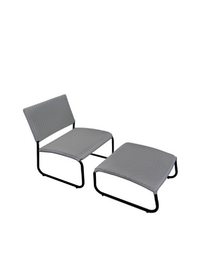 Outdoor Pacific by Kannoa Armless Club Chair with Ottoman, Silver
