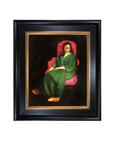 Lorette in a Green Robe Against a Black Background Framed Reproduction Oil Painting by Henri Matis...