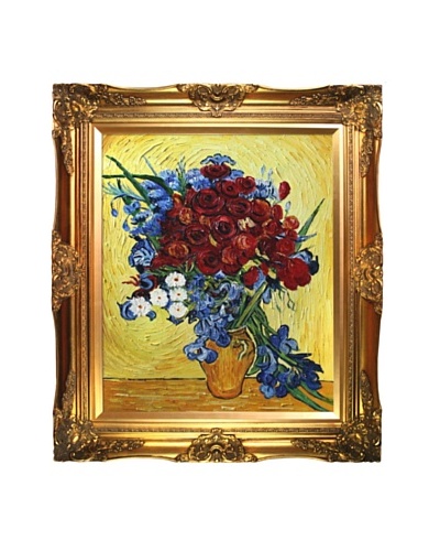 Vincent Van Gogh Poppies & Iris Collage Framed Oil Painting, Artist Interpretation