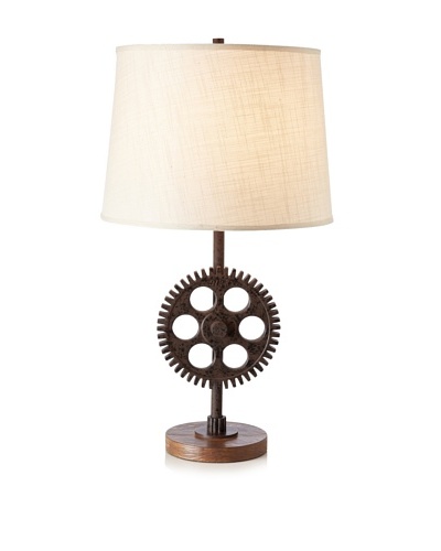 Industrial Gear Table Lamp, Poly Dark Rust, Medium
