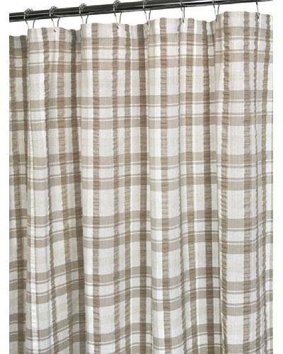 Park B. Smith Seersucker Plaid Shower Curtain, White/Linen/Natural, 72 x 72