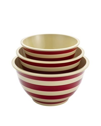 Paula Deen Signature Pantryware 3-Piece Melamine Mixing Bowl Set, Red Stripe