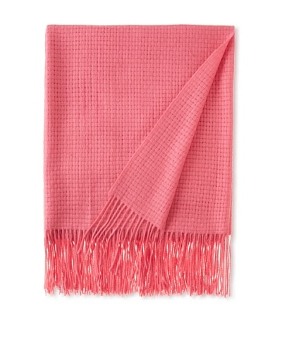Pür by Pür Cashmere Wool/Cashmere-Blend Basketweave Throw, Super Pink, 50 x 65