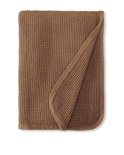 pür cashmere Thermal Knit Throw, Heather Mocha, 50 x 70