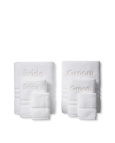 Peacock Alley Naples Bride & Groom Monogrammed Towel Set, White