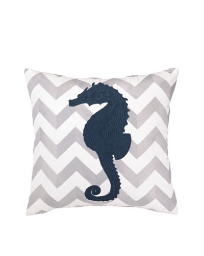 Peking Handicraft Seahorse Embroidered Chevron Pillow