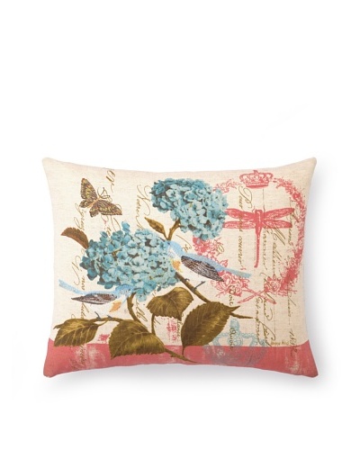 Peking Handicraft Floral with Birds on Salmon Pillow