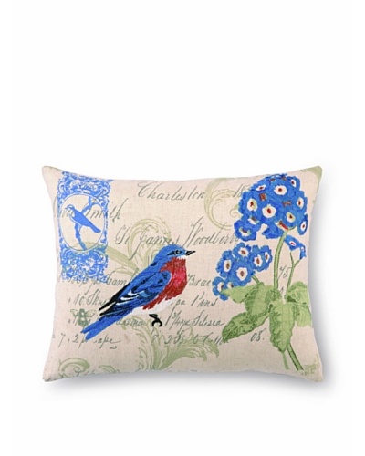 Peking Handicraft Bluebird & Geranium Pillow