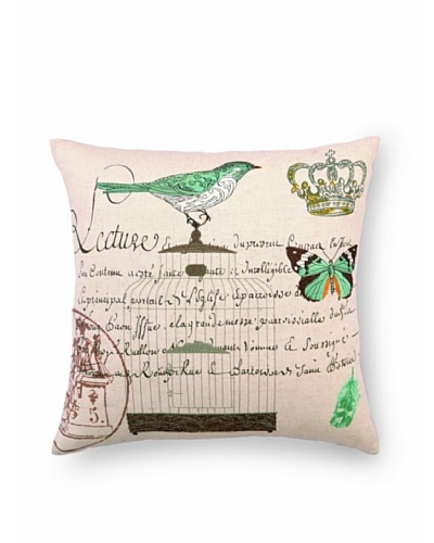 Peking Handicraft Lecture Pillow with Bird on Cage