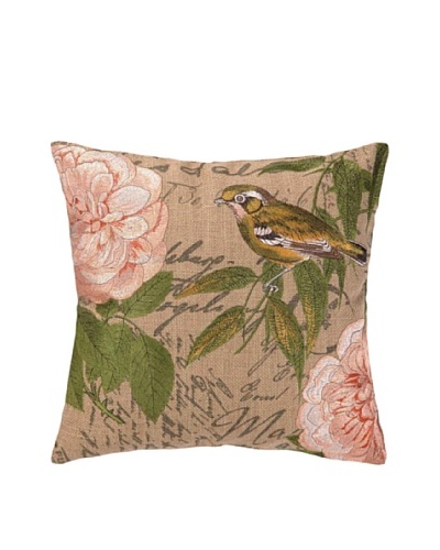 Peking Handicraft Left-Facing Song Bird Embroidered Pillow