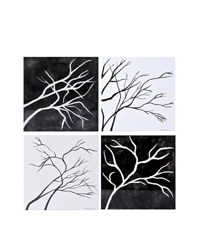 Phillips Collection Set of 4 Winter Days & Nights Wall Tiles, White/Black