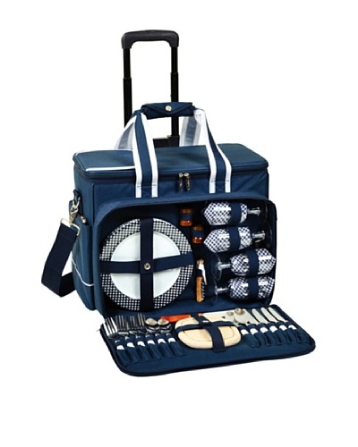 Picnic at Ascot Deluxe Picnic Cooler for Four on Wheels [Navy]