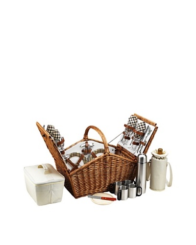 Picnic at Ascot London Plaid Huntsman Basket for Four with Coffee Service